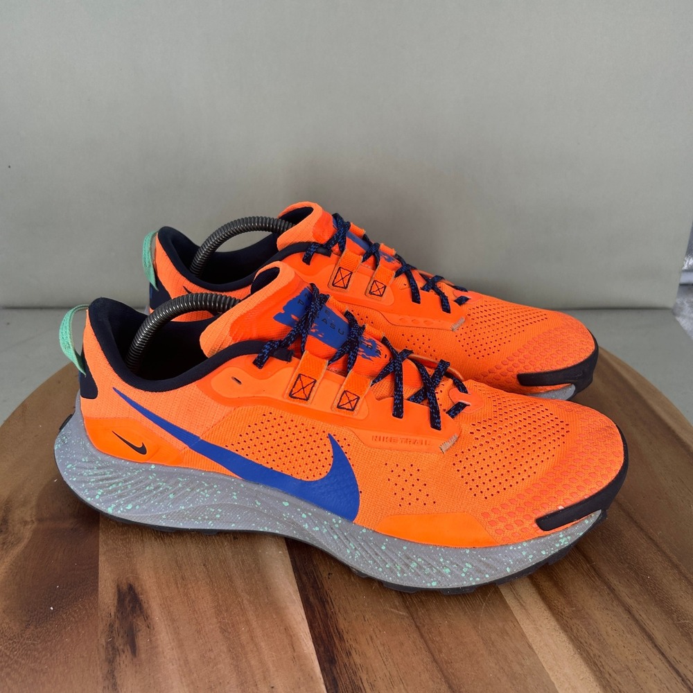 Nike Pegasus Trail 4 Orange Blue Mens Running Shoes DA8697-800 Size 10.5